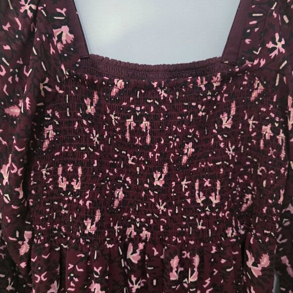 Madewell Burgundy Floral Smocked Midi Dress MP – NWT Double Lined - Picture 4 of 7